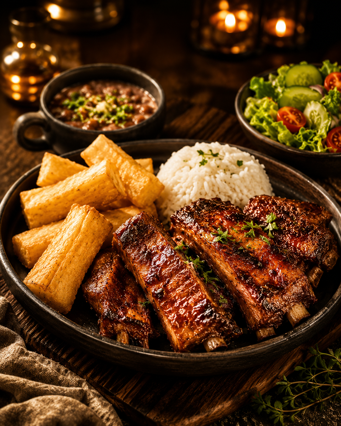 Costelinha de Porco com Mandioca